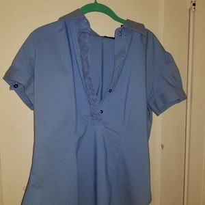 Blue button up blouse